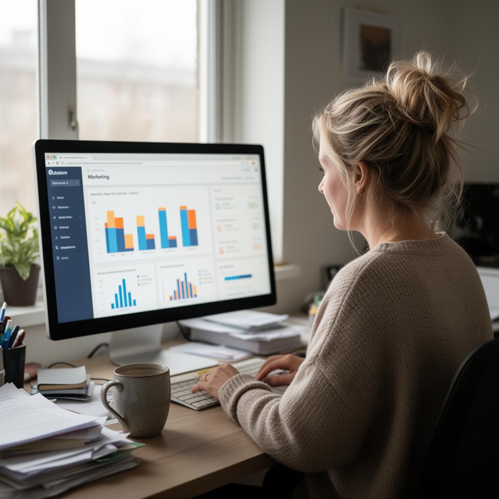 Professional working on marketing analytics